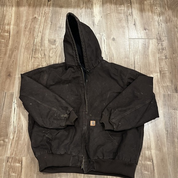 Carhartt Other - Carhartt J130 DKB brown hooded work wear jacket 3XL